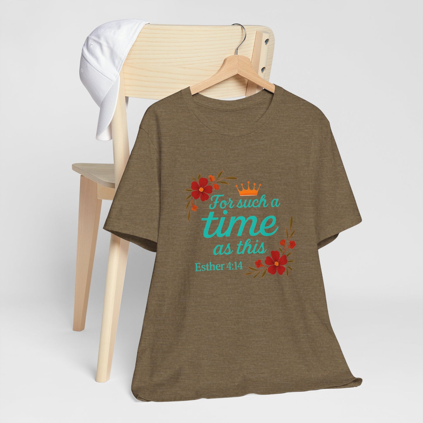 Inspirational Floral Short Sleeve Tee - 'For Such a Time as This', Motivational T-Shirt, Gift for Her, Faith-Based Apparel, Summer Top