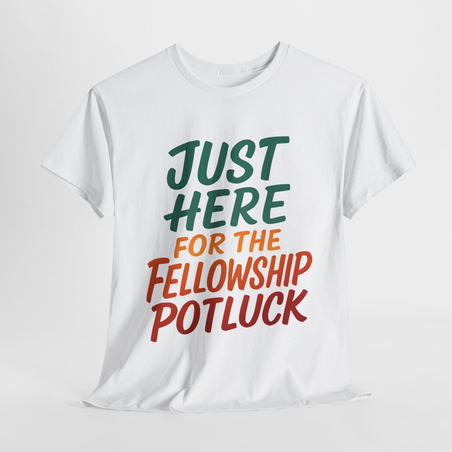 Just Here for the Fellowship Potluck Tee, Unisex Cotton T-Shirt, Fun Gathering Shirt, Party Tees, Casual Event Wear, Gifts for Friends