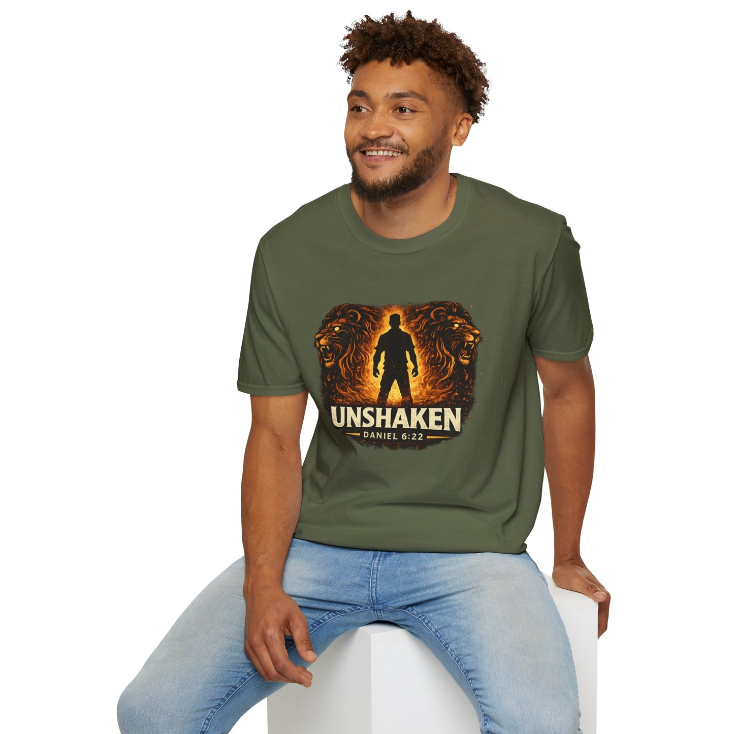 Unshaken T-Shirt – Christian Faith Lion Design (Daniel 6:22)
