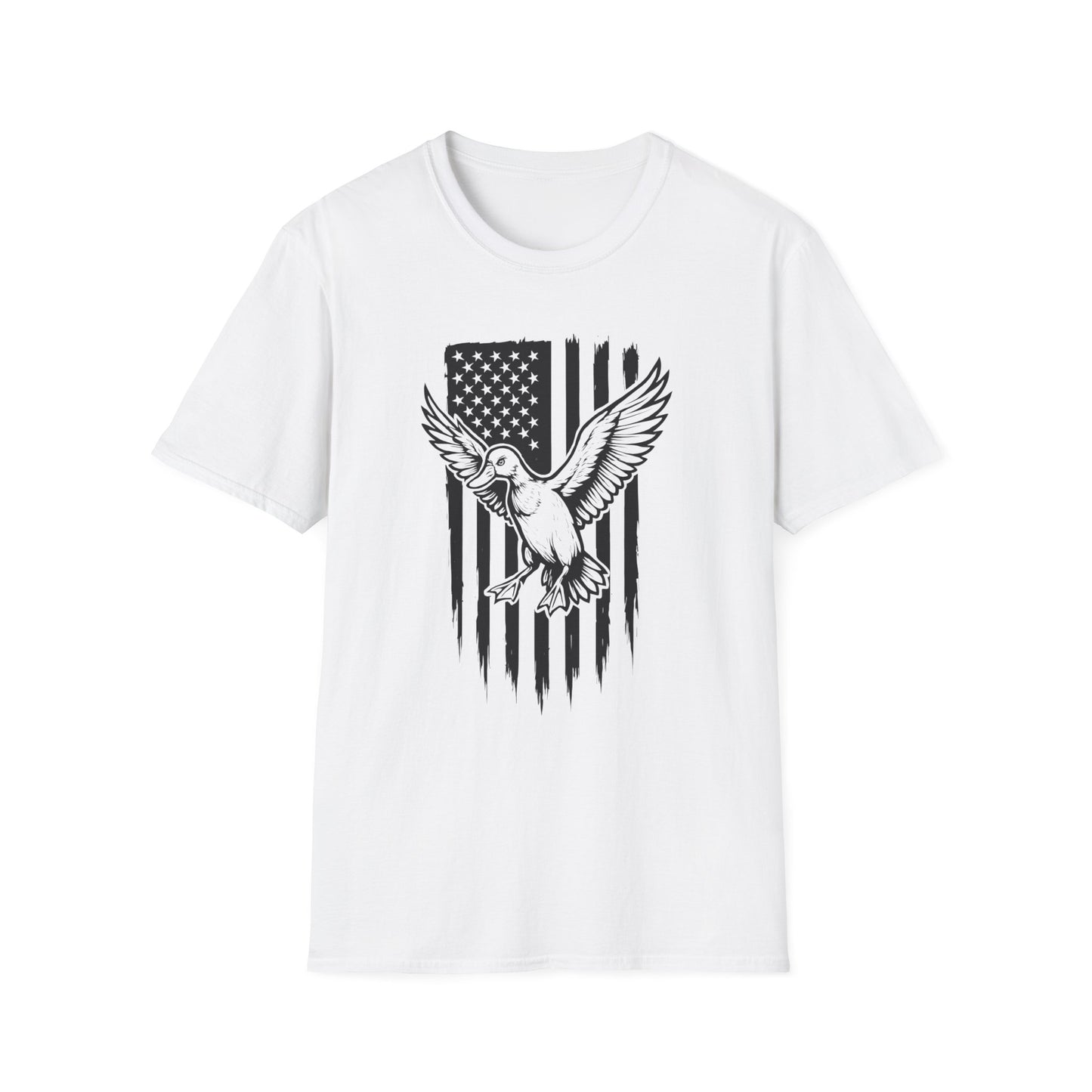 Patriotic Duck T-Shirt - Unisex Softstyle Tee, Perfect for Independence Day, Casual Wear, Gifts for Bird Lovers, USA Pride Apparel