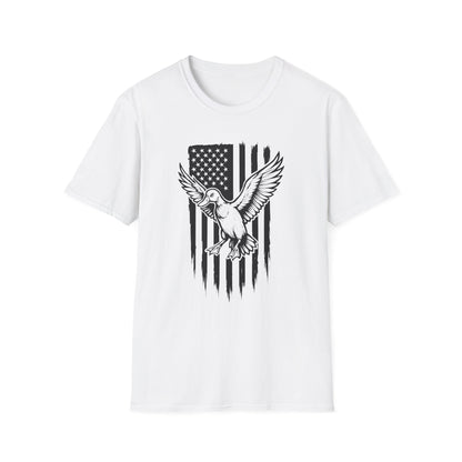 Patriotic Duck T-Shirt - Unisex Softstyle Tee, Perfect for Independence Day, Casual Wear, Gifts for Bird Lovers, USA Pride Apparel