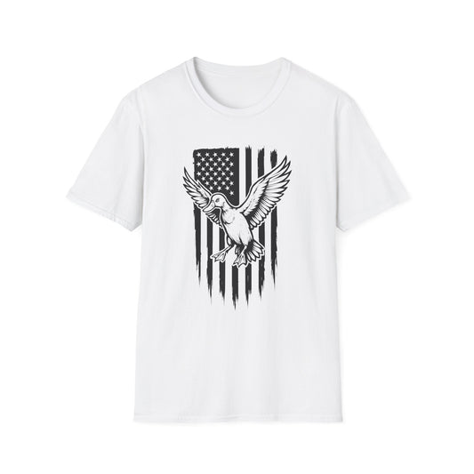 Patriotic Duck T-Shirt - Unisex Softstyle Tee, Perfect for Independence Day, Casual Wear, Gifts for Bird Lovers, USA Pride Apparel