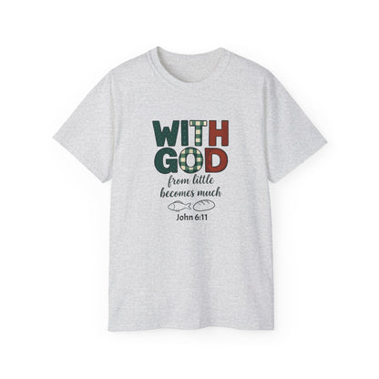 Inspirational Unisex Tee - 'With God, From Little Becomes Much' - Faith T-Shirt, Christian Apparel, Gift for Believers, Religious Tee, [...]