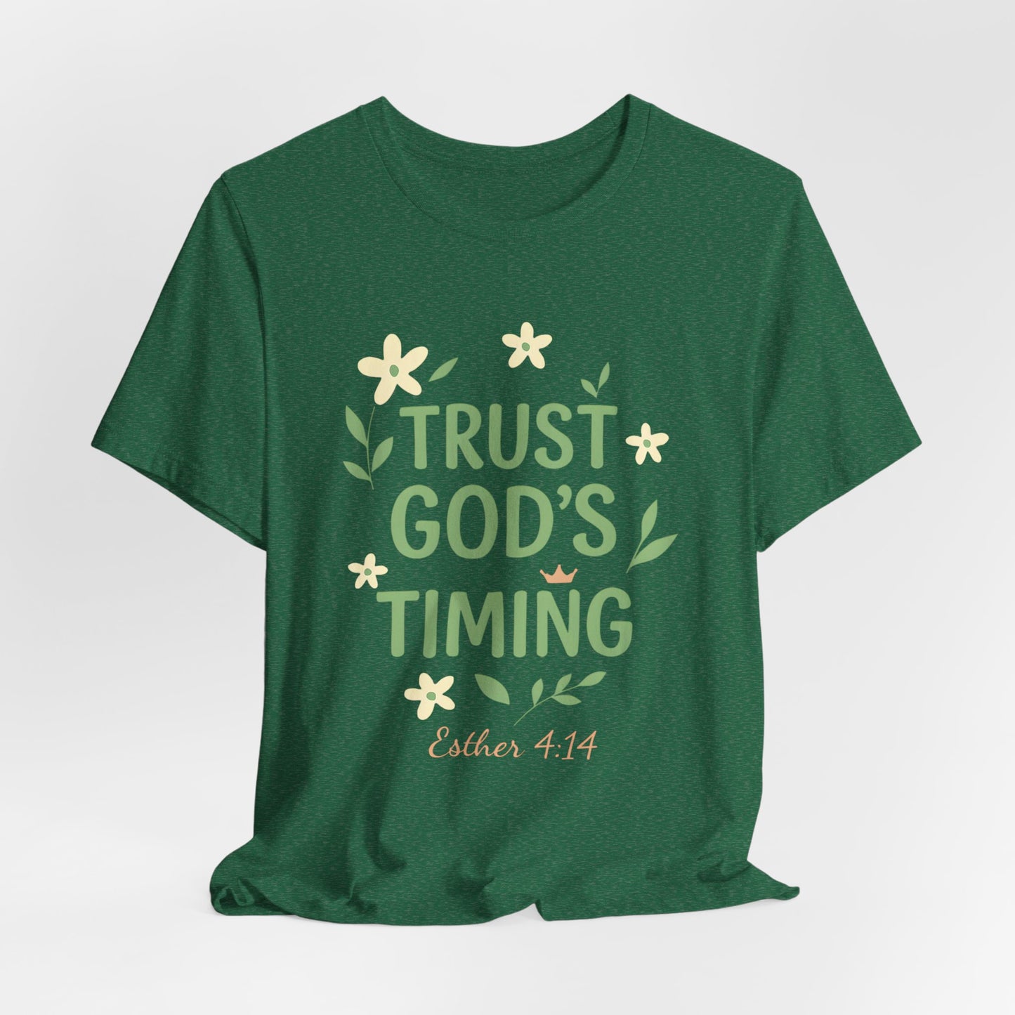 Trust God's Timing Tee, Inspirational Short Sleeve Shirt, Faith-Based Apparel, Gift for Believers, Bible Verse Tee, Everyday Wear