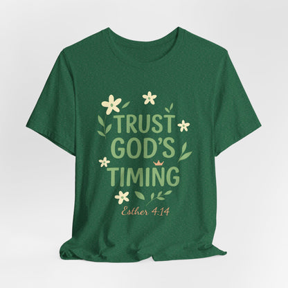 Trust God's Timing Tee, Inspirational Short Sleeve Shirt, Faith-Based Apparel, Gift for Believers, Bible Verse Tee, Everyday Wear