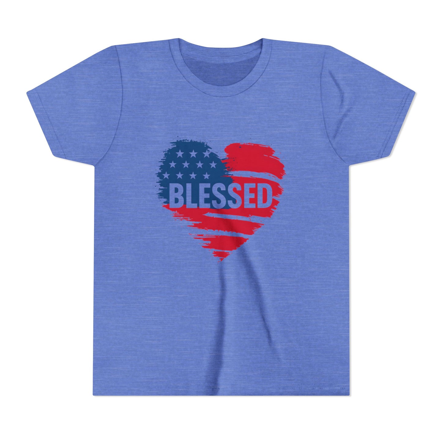 Patriotic Youth Tee - Blessed Heart Shirt, Kids America T-Shirt, Fourth of July Apparel, Gift for Sons and Daughters, Heart Print Top