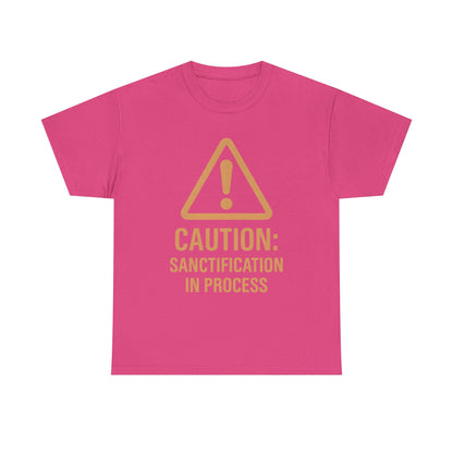 Caution Sanction Tee - Unisex Heavy Cotton T-Shirt for Casual, Gift, Humor, Christian Apparel, Everyday Wear