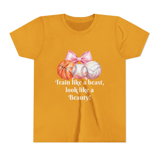 Train Like a Beast Youth Tee, Motivational Sports Tee, Kids Workout Shirt, Athletic Wear, Gifts for Young Athletes, Back to School