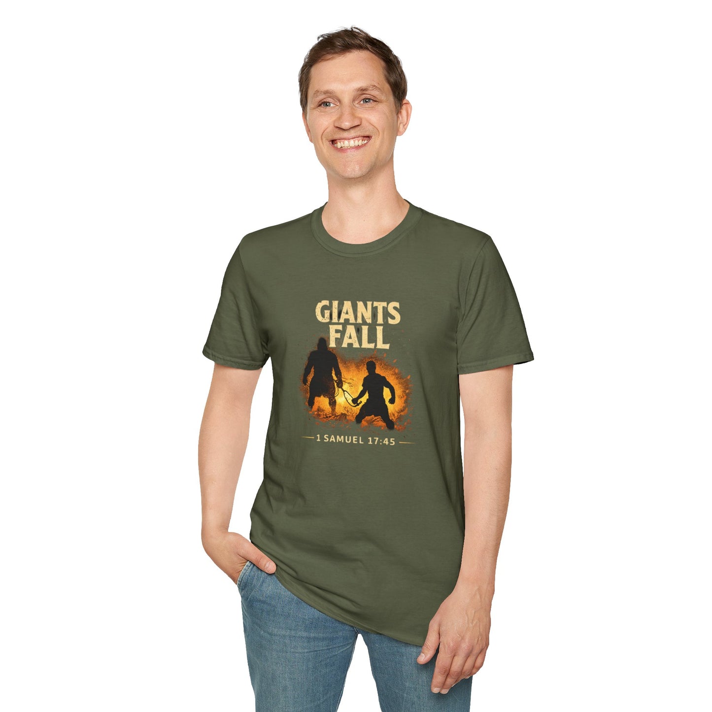 Giants Fall T-Shirt – 1 Samuel 17:45 Christian Faith Tee