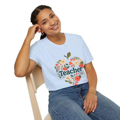 Floral Teacher T-Shirt | Perfect Gift for Educators, Back to School, Teacher Appreciation, Classroom Wear, Cute Teacher Shirts