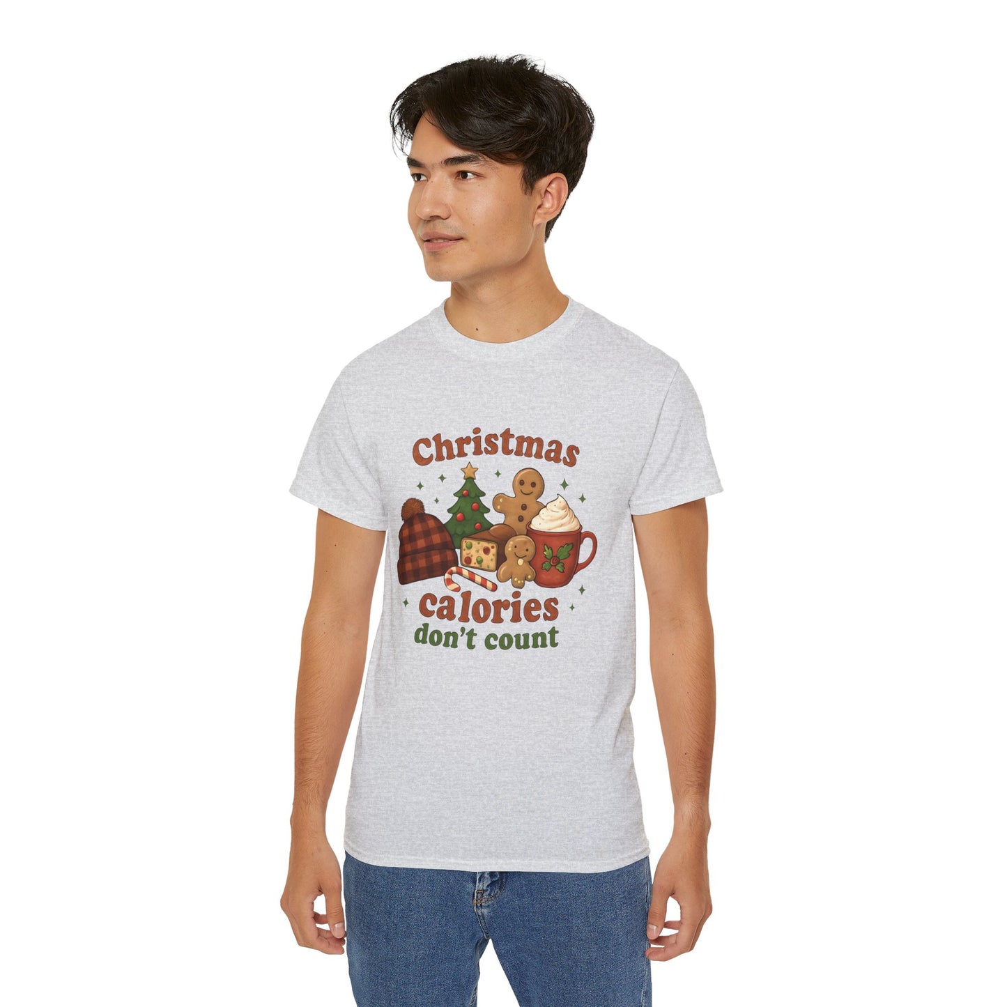 Christmas 'Calories Don’t Count' Tee - Holiday Cookie & Cocoa Graphic Shirt