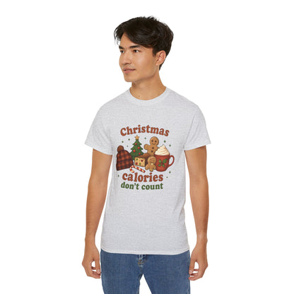 Christmas 'Calories Don’t Count' Tee - Holiday Cookie & Cocoa Graphic Shirt