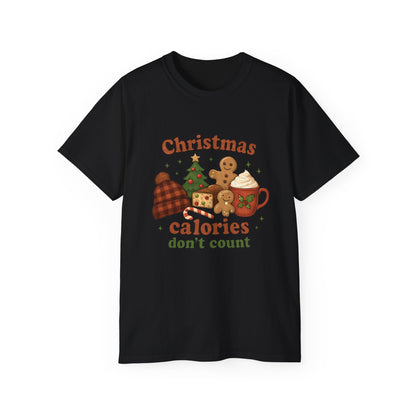 Christmas 'Calories Don’t Count' Tee - Holiday Cookie & Cocoa Graphic Shirt