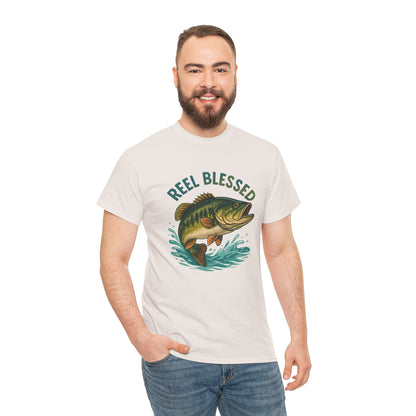 Reel Blessed Fishing Tee, Unisex Cotton Shirt, Perfect Gift for Anglers, Ideal for Fishing Trips, Casual Wear, Outdoor Adventures
