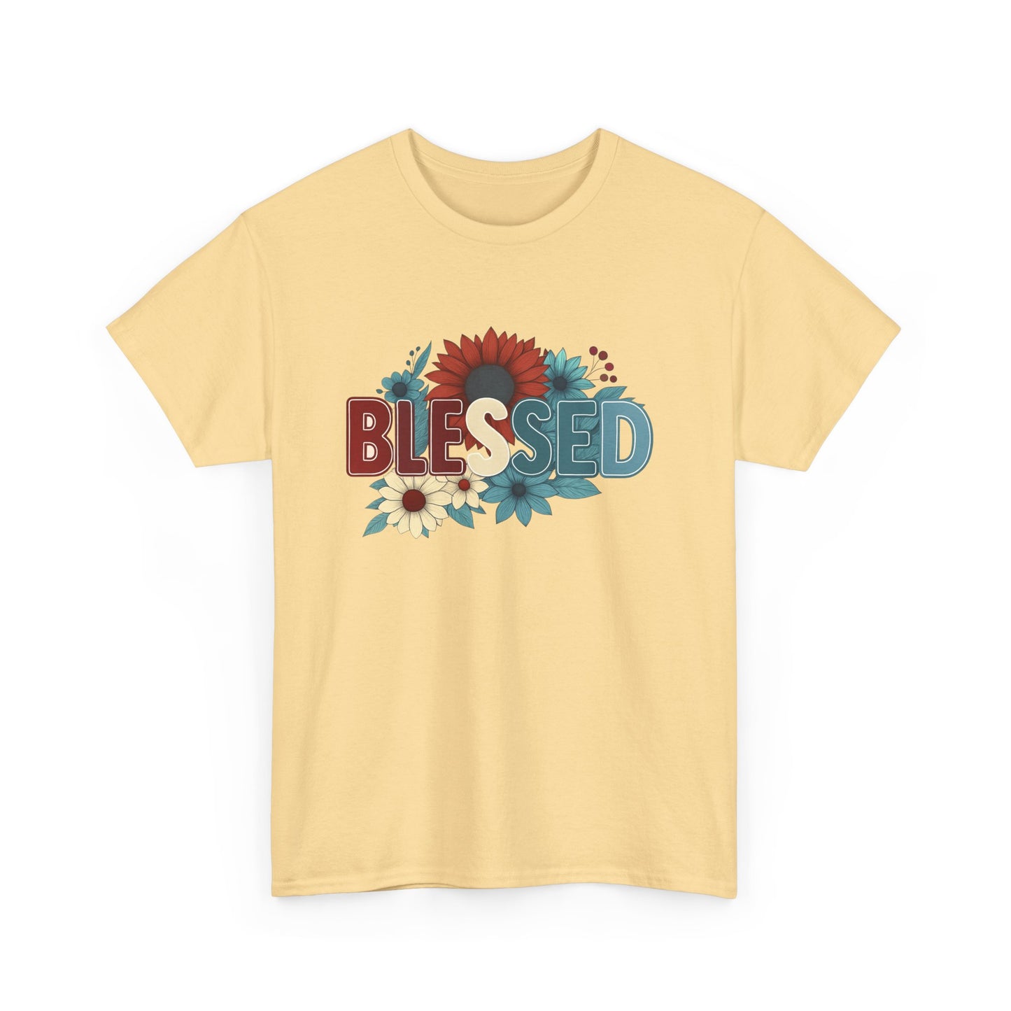 Blessed Floral Unisex Heavy Cotton Tee, Inspirational Shirt, Spring Fashion, Gift for Her, Casual Outfit, Everyday Wear