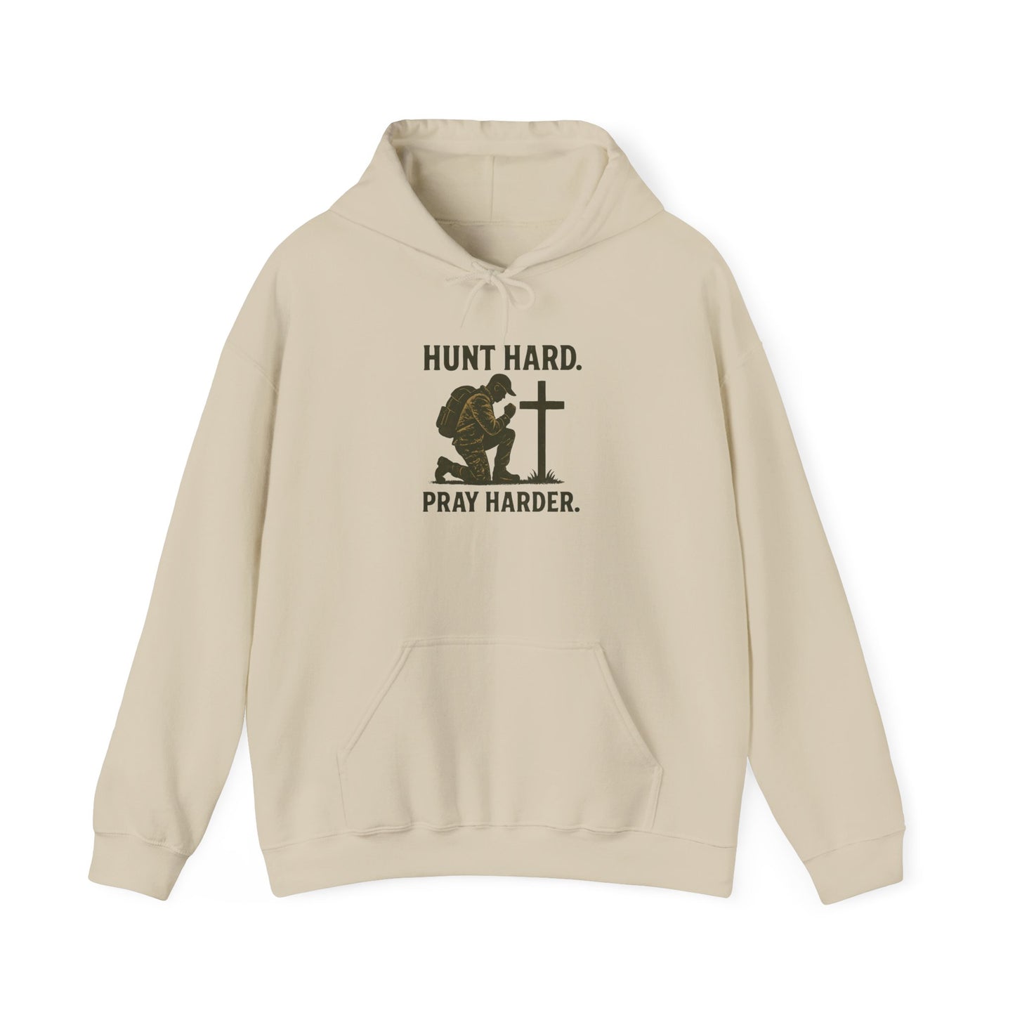 Hunt Hard Pray Hard Hoodie, Faith-Based Sweatshirt, Outdoor Enthusiast Gear, Gift for Hunters, Inspirational Apparel