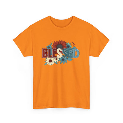 Blessed Floral Unisex Heavy Cotton Tee, Inspirational Shirt, Spring Fashion, Gift for Her, Casual Outfit, Everyday Wear