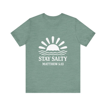Stay Salty Unisex Short Sleeve Tee - Perfect for Beach Days, Casual Outings, Gifts, Summer Vibes, Bible Verse Apparel