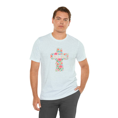 Floral Cross T-Shirt — Vintage Rose Faith Tee