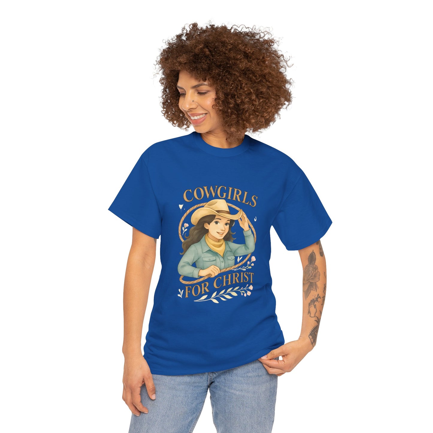 Cowgirls for Christ Unisex Heavy Cotton Tee, Christian T-Shirt, Faith-Based Apparel, Inspirational Gift, Western Clothing, Country Style Tee