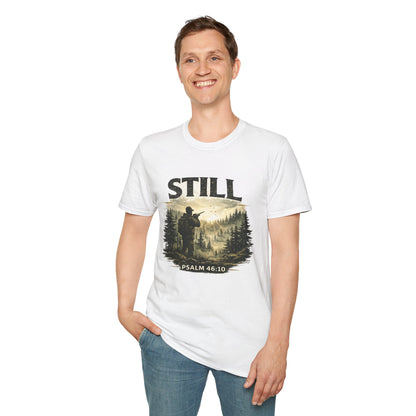 Still Psalm 46:10 T-Shirt — Rustic Outdoors Christian Faith Tee