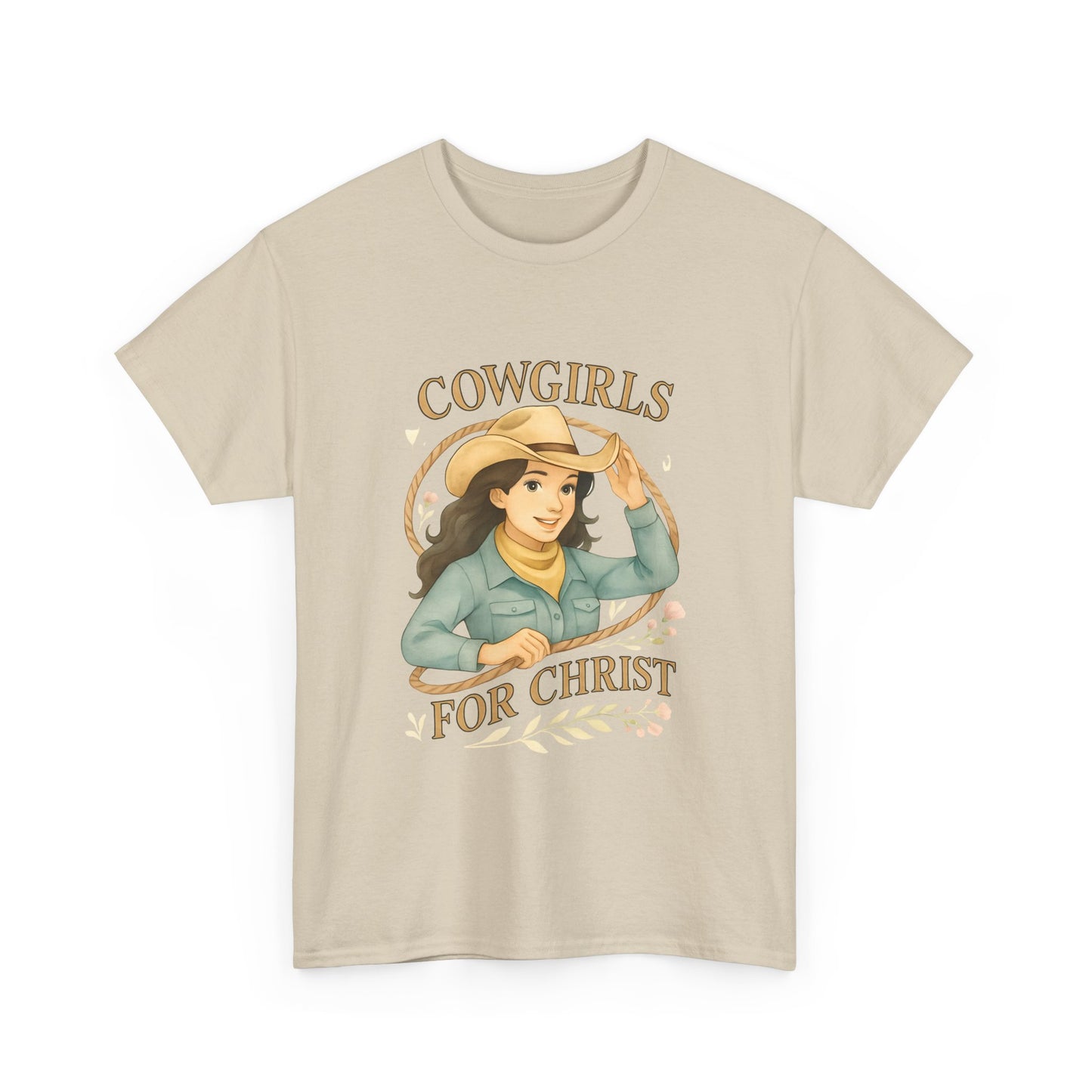 Cowgirls for Christ Unisex Heavy Cotton Tee, Christian T-Shirt, Faith-Based Apparel, Inspirational Gift, Western Clothing, Country Style Tee