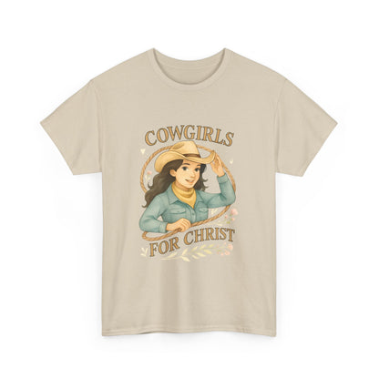 Cowgirls for Christ Unisex Heavy Cotton Tee, Christian T-Shirt, Faith-Based Apparel, Inspirational Gift, Western Clothing, Country Style Tee