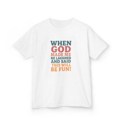 God Laughed Kids Tee, Fun Kids T-Shirt, Inspirational Quote Shirt, Birthday Gift, Faith-Based Apparel