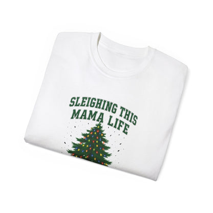 Sleighing This Mama Life Christmas Tee – With Jesus As My Light Holiday Shirt