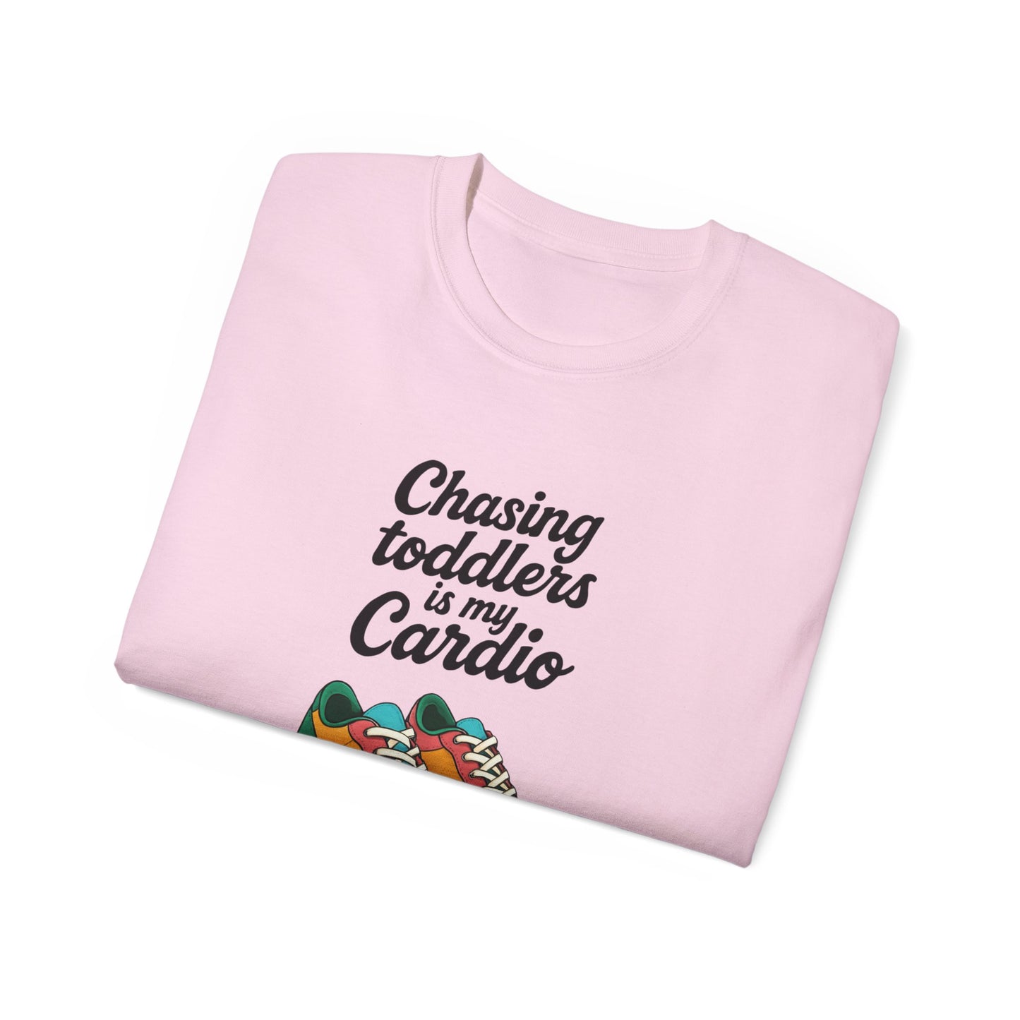 Chasing Toddlers Is My Cardio Unisex Ultra Cotton Tee, Funny Parent Shirt, Gift for Moms and Dads, Casual Wear, Toddler Parenting Humor
