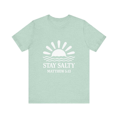 Stay Salty Unisex Short Sleeve Tee - Perfect for Beach Days, Casual Outings, Gifts, Summer Vibes, Bible Verse Apparel