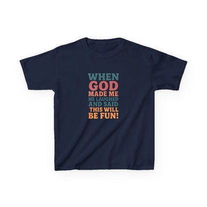 God Laughed Kids Tee, Fun Kids T-Shirt, Inspirational Quote Shirt, Birthday Gift, Faith-Based Apparel