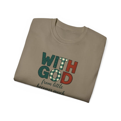 Inspirational Unisex Tee - 'With God, From Little Becomes Much' - Faith T-Shirt, Christian Apparel, Gift for Believers, Religious Tee, [...]