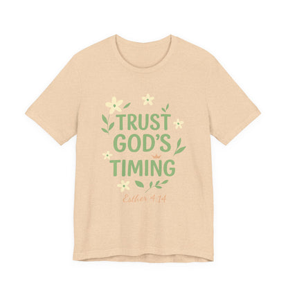 Trust God's Timing Tee, Inspirational Short Sleeve Shirt, Faith-Based Apparel, Gift for Believers, Bible Verse Tee, Everyday Wear