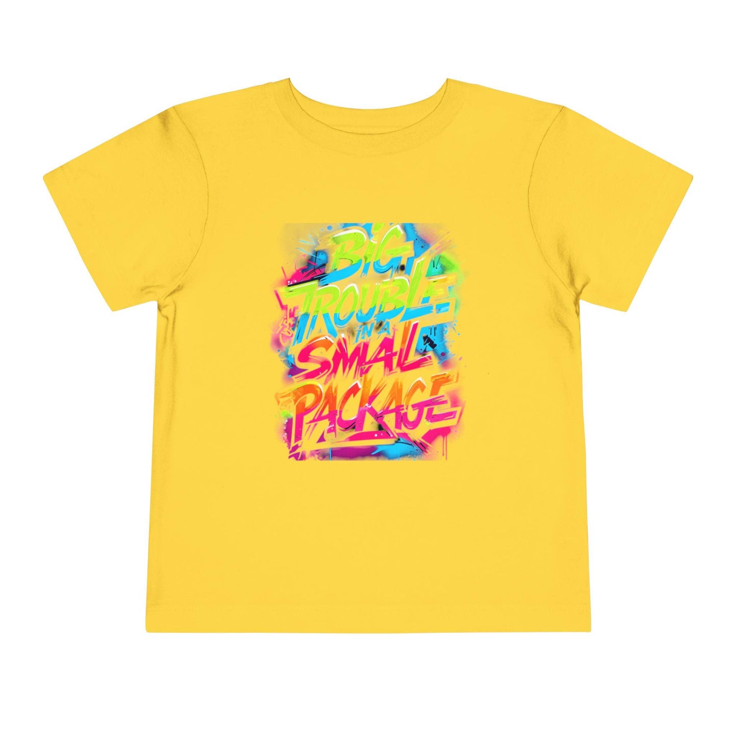 Colorful Graphic Toddler Tee | Big Trouble Small Package, Kids Fashion, Birthday Gift, Toddler Clothes, Summer Wear