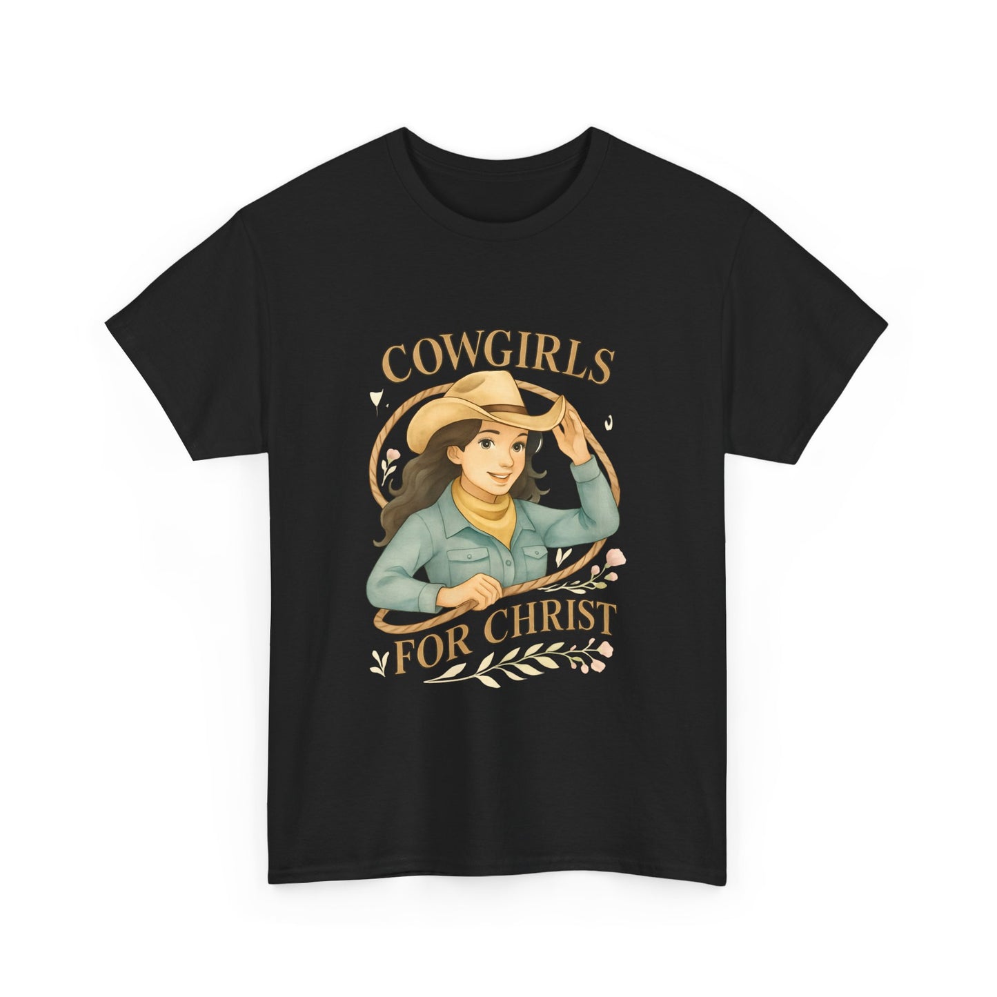 Cowgirls for Christ Unisex Heavy Cotton Tee, Christian T-Shirt, Faith-Based Apparel, Inspirational Gift, Western Clothing, Country Style Tee