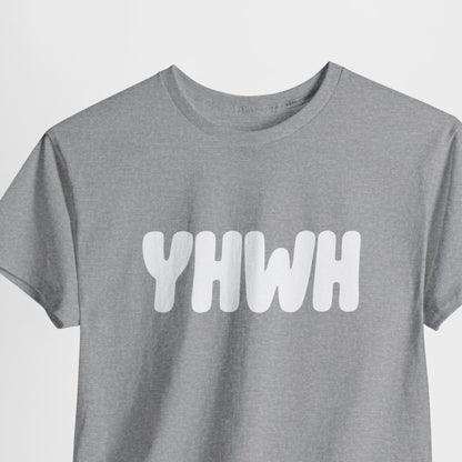 YHWH Unisex Heavy Cotton Tee, Spiritual T-Shirt, Casual Wear, Gift for Him/Her, Faith-Based Apparel, Trendy Everyday Tee