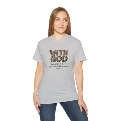 Inspirational Faith Tee, With God Slaying Giants T-Shirt, Christian Gift, Motivational Apparel, Everyday Wear, Encouragement Shirt