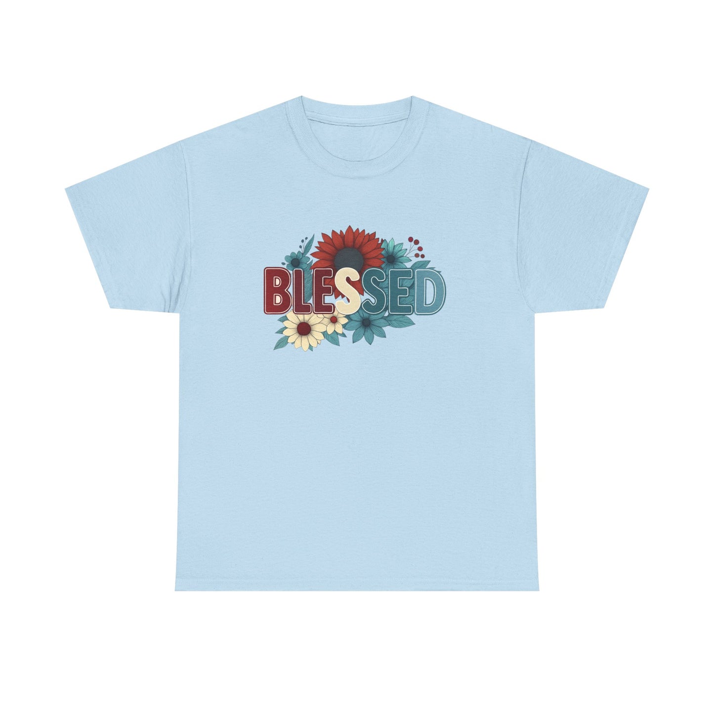 Blessed Floral Unisex Heavy Cotton Tee, Inspirational Shirt, Spring Fashion, Gift for Her, Casual Outfit, Everyday Wear