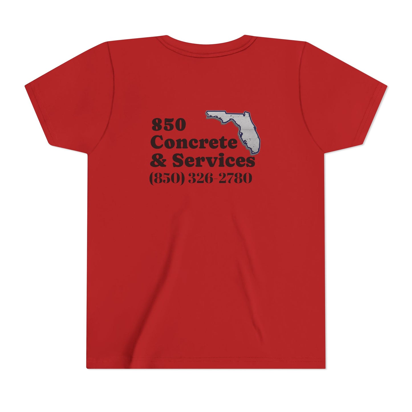 850 Concrete Services Youth Tee, Kid's Casual Shirt, Florida State Pride, Gift for Builders, Summer Wear, Handmade Tee