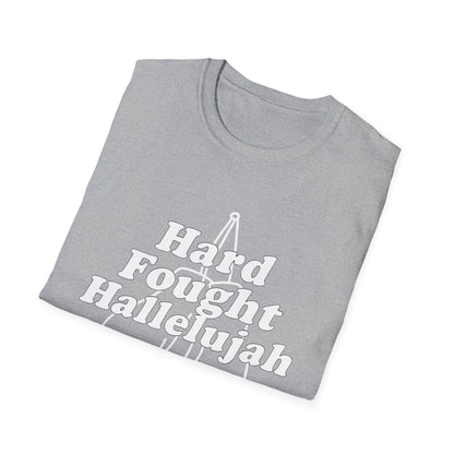 Hard Fought Hallelujah T-Shirt, Funny Graphic Tee, Unisex Casual Wear, Gift for Boxers, Sporty Style, Motivational Shirt