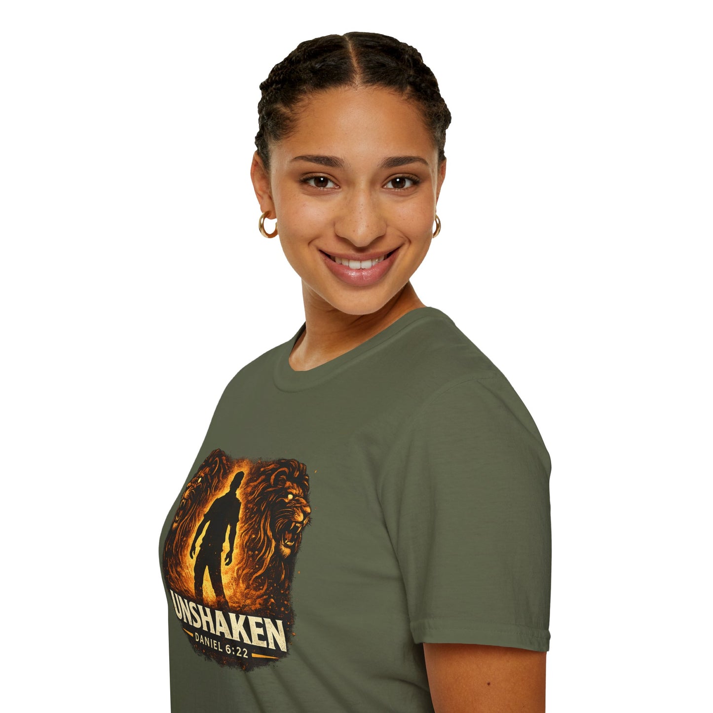 Unshaken T-Shirt – Christian Faith Lion Design (Daniel 6:22)