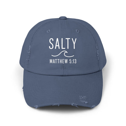 Salty Unisex Distressed Cap | Beach Vibes, Casual Wear, Gift for Him/Her, Summer Accessory, Faith-Based Fashion