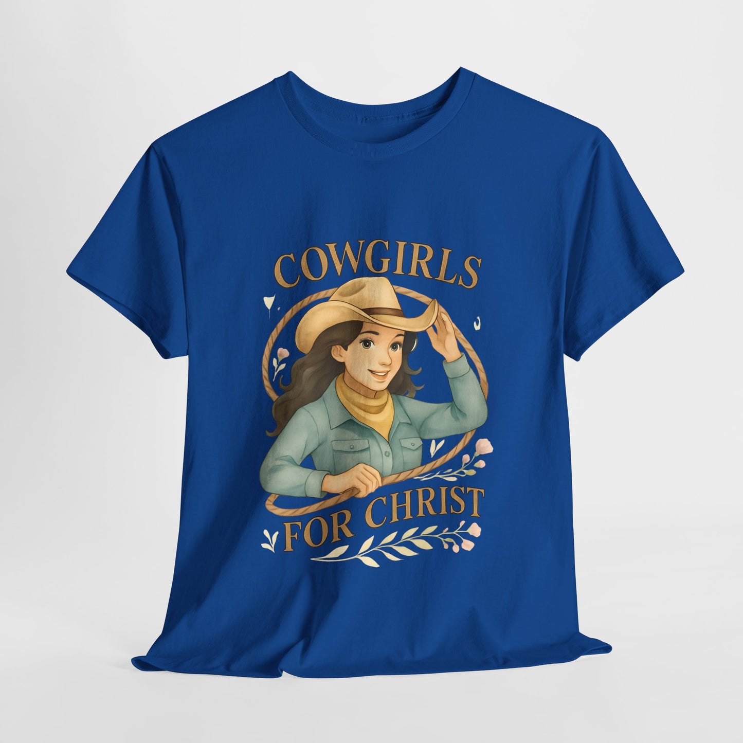 Cowgirls for Christ Unisex Heavy Cotton Tee, Christian T-Shirt, Faith-Based Apparel, Inspirational Gift, Western Clothing, Country Style Tee