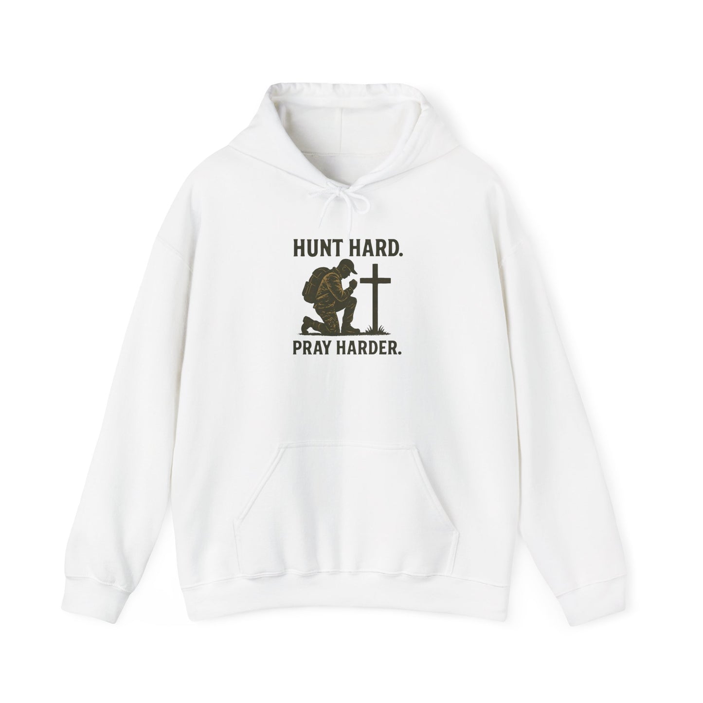 Hunt Hard Pray Hard Hoodie, Faith-Based Sweatshirt, Outdoor Enthusiast Gear, Gift for Hunters, Inspirational Apparel