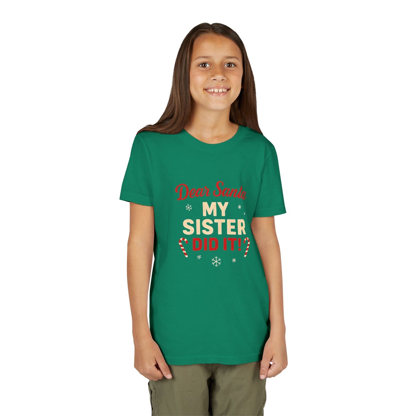 Kids' Christmas Tee — “Dear Santa My Sister Did It!” Holiday Shirt