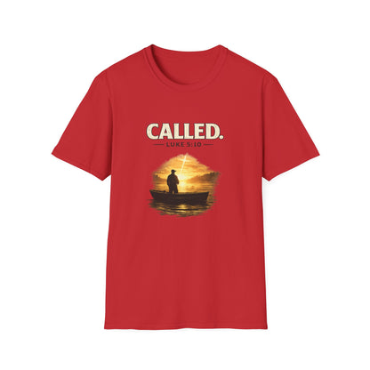 Called Luke 5:10 Fishing Christian T-Shirt — Sunset Silhouette Faith Tee