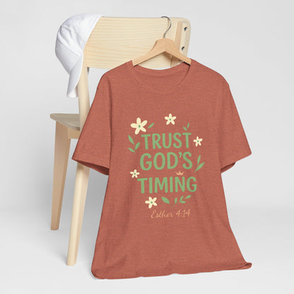 Trust God's Timing Tee, Inspirational Short Sleeve Shirt, Faith-Based Apparel, Gift for Believers, Bible Verse Tee, Everyday Wear