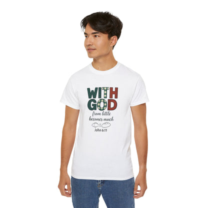 Inspirational Unisex Tee - 'With God, From Little Becomes Much' - Faith T-Shirt, Christian Apparel, Gift for Believers, Religious Tee, [...]