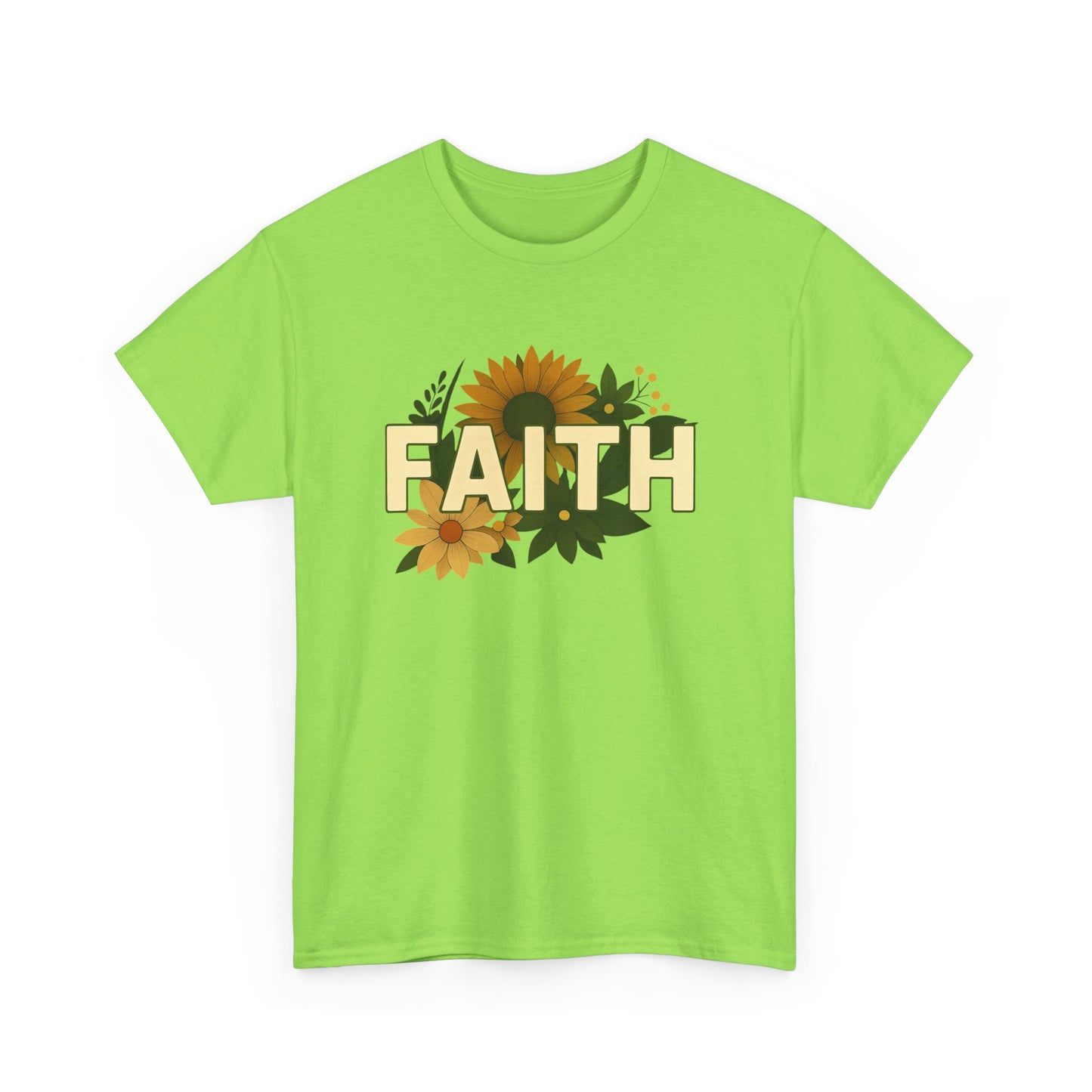 Faith Floral Unisex Tee, Inspirational Shirt for Everyday Wear, Sunflower Graphic Tee, Gift for Family and Friends, Faith-Based Apparel